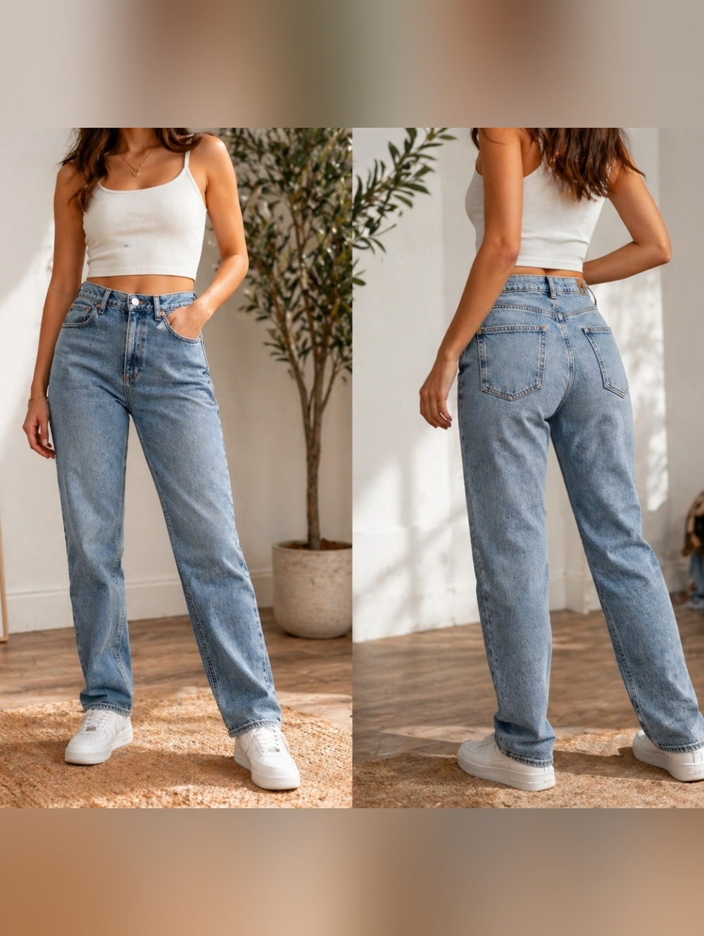 ASOS Denim High Rise Mom Jeans Womens UK 28 Light Wash Contemporary Straight